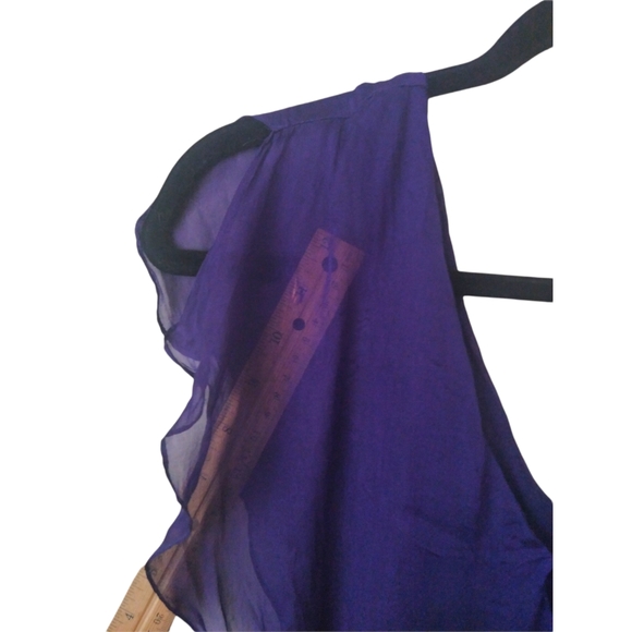 Alice & Olivia Womens Purple Flowy 100% Silk Mini Dress Sm/Med Cap Sleeve A Line - Picture 7 of 16